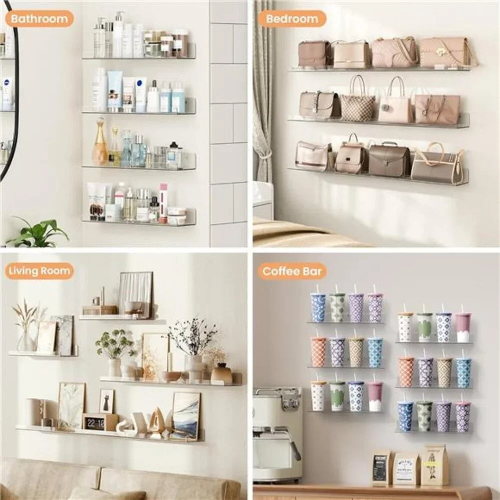 6 Pack Acrylic Shelves for Wall Storage, 15